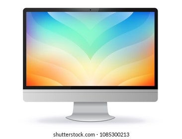 Computer Monitor With Colorful Abstract Screen Vector Illustration