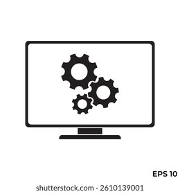 computer monitor configuration flat icon vector