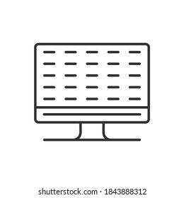 Computer or monitor. Content on the screen. Vector black icon.