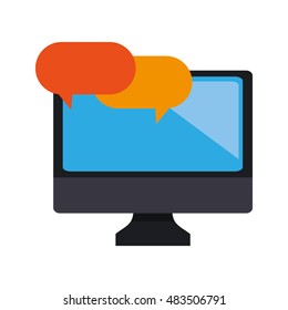 computer monitor and conversation bubbles icon 