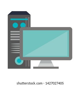 Computer monitor and cpu technology vector illustration graphic design