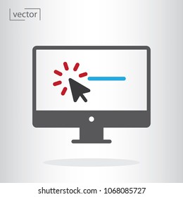 Computer Or Monitor, Cursor Click Promotion Page Icon Vector