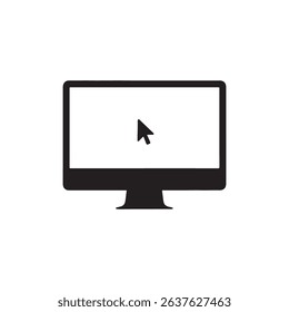 Computer Monitor With Cursor Icon Silhouette