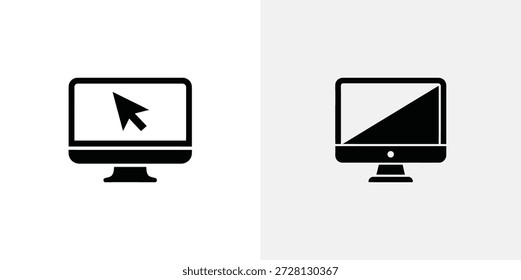 Computer monitor with cursor and split screen display on light background