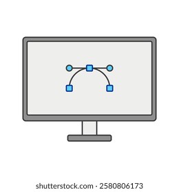 Computer Monitor, A desktop screen displaying a vector design, representing graphic design and digital work.