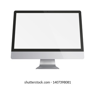 Computer monitor display with blank screen isolated on white background. Vector illustration. 