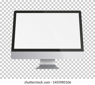 Computer monitor display with blank screen isolated on transparent background. Vector illustration. 