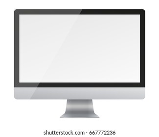 Computer monitor display with blank screen isolated on white background. Front view. Vector illustration. EPS10.