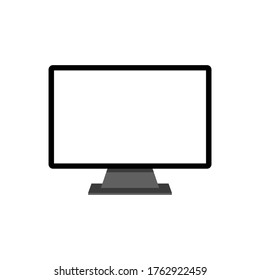 computer monitor display with blank white LED screen isolated on white background. vector illustration