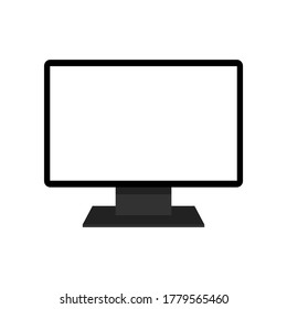 computer monitor display with blank white screen isolated on white background. vector illustration   