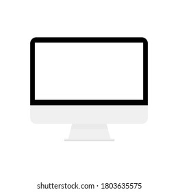 computer monitor display with blank white screen isolated on white background. vector illustration