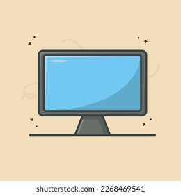 Computer monitor display with empty screen isolated on light background.