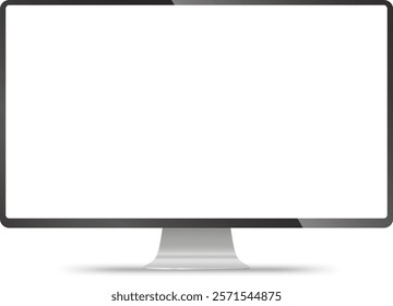 Computer monitor display with empty screen. Png overlay