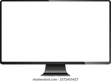 Computer monitor display with empty screen. Png overlay