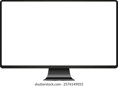 Computer monitor display with empty screen. Png overlay