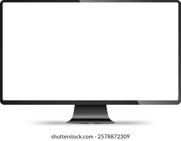 Computer monitor display with empty screen. Png overlay