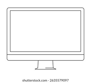 Monitor do computador com tela vazia. Vista frontal do modelo de dispositivo. Ícone, quadro, fundo. Ilustração vetorial.