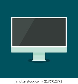 Computer monitor display front screen mockup vector illustration