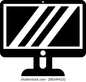 Computer monitor display icon, black silhouette. Highlighted on a white background. Vector illustration. A series of business icons.