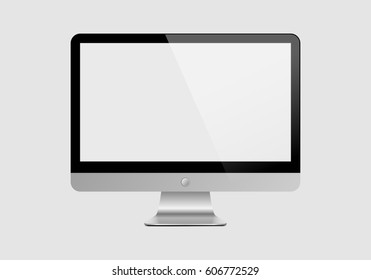 Computer monitor display isolated. Vector illustration. Empty TV screen or lcd monitor.