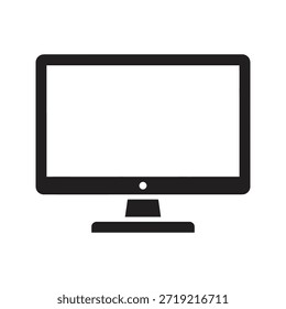 Computerbildschirm-Anzeige einfarbig schwarz Vektorsymbol einzeln weiß Hintergrund Desktop-PC-Bildschirm Hardware-Symbol Grafik-Design-Illustration