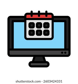 Computer monitor displaying a calendar icon. Perfect for websites, blogs, articles, newsletters, social media posts, presentations, and digital marketing.
