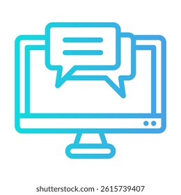 Computer monitor displaying chat bubble suitable for virtual meetings, online communication, messaging apps, social media, and digital marketing concepts.