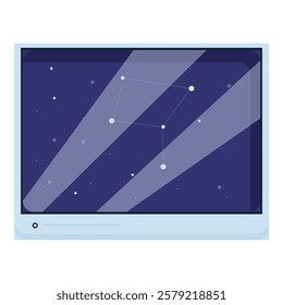 Computer monitor displaying a constellation of stars in the night sky, perfect for astronomy and space exploration themes