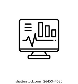 Computer Monitor Displaying Data Analysis And Monitoring Progress Icon