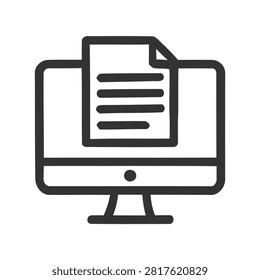 Computer monitor displaying document icon Vector, illustration