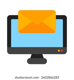 Computer monitor displaying an envelope, great for email marketing concepts, digital communication, online messaging, technology blogs, virtual offices.