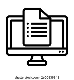 Computer monitor with a document on the screen, Suitable for illustrating office work, education. Perfect for technologyrelated articles, software development graphics.