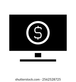Computer monitor with dollar sign coin icon. Concept of online banking, e commerce, and digital payment.