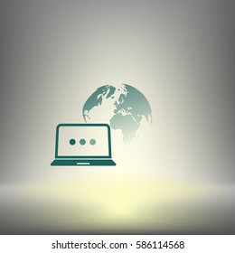 computer monitor and earth globe icon