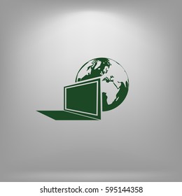 computer monitor and earth globe icon