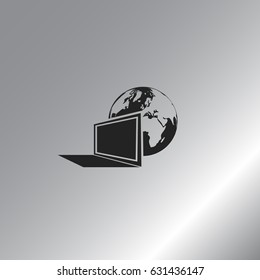 computer monitor and earth globe icon