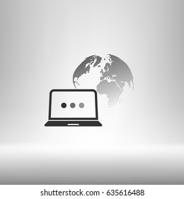 computer monitor and earth globe icon