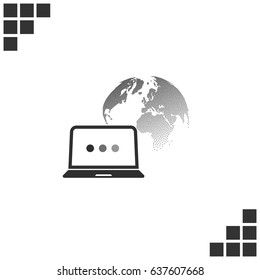 computer monitor and earth globe icon