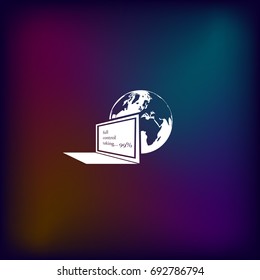 computer monitor and earth globe icon