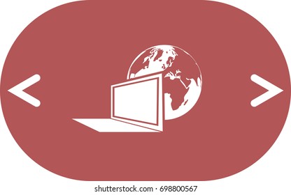 computer monitor and earth globe icon