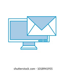 computer monitor with envelope mail isolated icon
