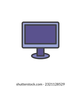 Computer monitor filled outline icon, line vector sign, linear colorful pictogram isolated on white. Symbol, logo illustration. Vector graphics