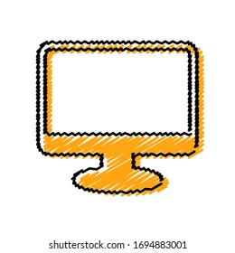 Computer monitor hand drawn icons. Stroke vector elements for trendy and modern design. Vector hand draw icons isolated on a white background. Vector illustration