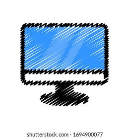 Computer monitor hand drawn icons. Vector elements for trendy and modern design. Hand drawn icons isolated on a white background. Vector illustration. Vintage icon