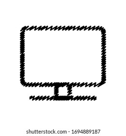 Computer monitor hand drawn line icons. Stroke vector elements for trendy and modern design. Vector hand drawn line icons isolated on a white background. Vector illustration