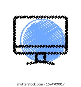 Computer monitor hand drawn line icons. Stroke vector elements for trendy and modern design. Vector hand drawn line icons isolated on a white background. Vector illustration. Vintage texture icons.