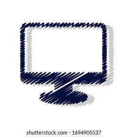 Computer monitor hand drawn solid icons. Stroke vector elements for trendy and modern design. Vector hand drawn solid icons isolated on a white background. Vector illustration. Vintage texture icons