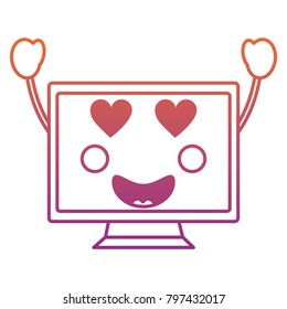 computer monitor heart eyes  kawaii icon image 