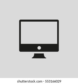 Computer monitor icon in black on a gray background