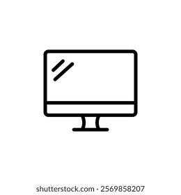 Computer monitor icon Black and white outline vector